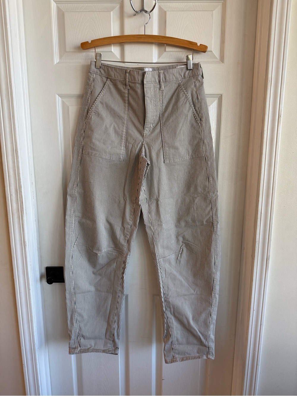 GAP Women's Tan & White Pinstripe Chinos